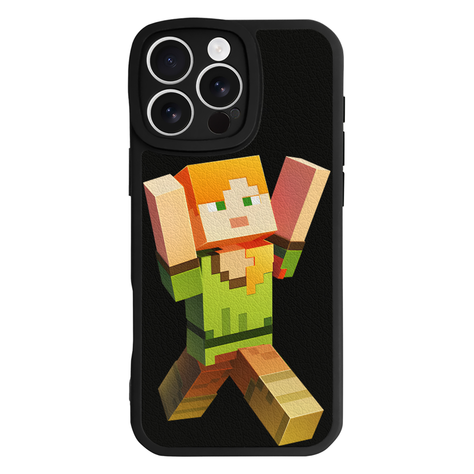 （画像用） マインクラフト ブロックの世界 Minecraft MC Block world 【iPhone 16シリーズ対応】シリコンスマホケース（レザー調） 材質：シリコン